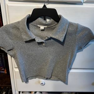 Grey Collared Crop Top